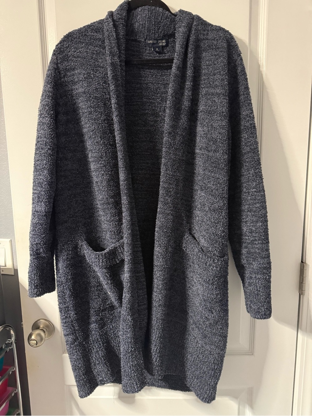 Barefoot Dreams CozyChic Hooded Cardigan — Heather Blue